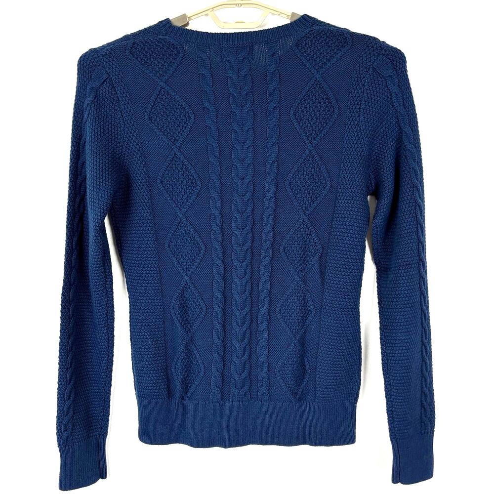 Pendleton Cable Knit Sweater Medium Navy Blue Cot… - image 5